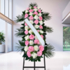 Cuscino funebre rosso e bianco a Napoli
