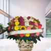 Cuscino funebre misto con girasoli e rose a Napoli