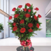 Mazzo funebre di rose rosse a Napoli con nastro incluso