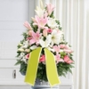 Cesto di fiori in bianco e rosa