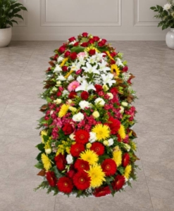 Cofano funebre con fiori di primavera
